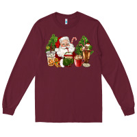 Burgundy santa coffee cups christmas Long Sleeve Tee - CowGirlArtShop