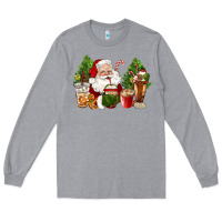 Heather Grey santa coffee cups christmas Long Sleeve Tee - CowGirlArtShop