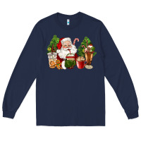 Navy santa coffee cups christmas Long Sleeve Tee - CowGirlArtShop
