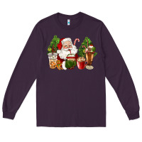Plum santa coffee cups christmas Long Sleeve Tee - CowGirlArtShop
