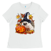 White Halloween Hedgehog Ladies Tee - LillyAllenDesigns