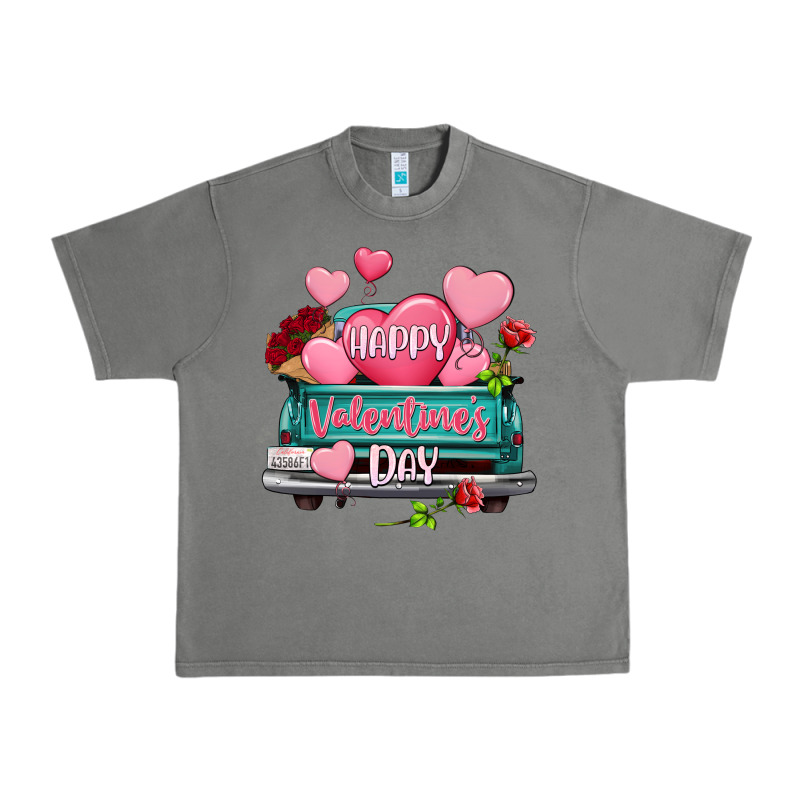 Happy Valentine's Day Turquoise Truck Urban Heavy Tee by HowdyJamesFarm | Teevron