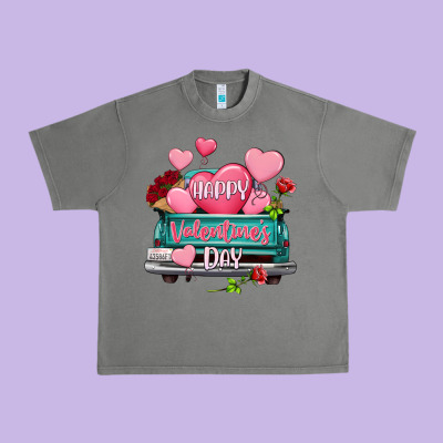 Happy Valentine's Day Turquoise Truck Urban Heavy Tee Designed By Howdyjamesfarm