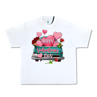 White Happy Valentine's day turquoise truck Urban Heavy Tee - HowdyJamesFarm