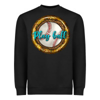 Black baseball with sunflower round earrings Heavyweight Sweatshirt - BundleAndBundleShop