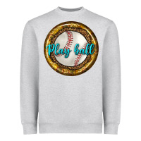 Heather Grey baseball with sunflower round earrings Heavyweight Sweatshirt - BundleAndBundleShop