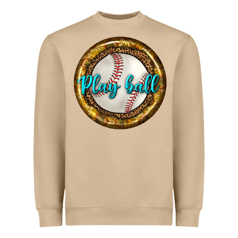 Baseball With Sunflower Round Earrings Heavyweight Sweatshirt by BundleAndBundleShop | Teevron