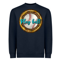 Navy baseball with sunflower round earrings Heavyweight Sweatshirt - BundleAndBundleShop