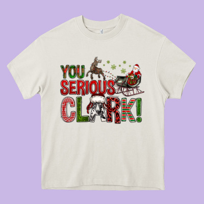 You Serious Clark With Santa Sleigh Heavy Core Tee Designed By Bundleandbundleshop