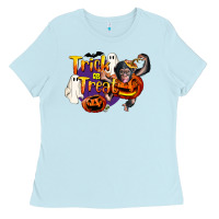 Baby Blue Trick Or Treat Chimpanzee Ladies Tee - LillyAllenDesigns