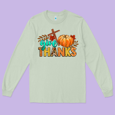 Give Thanks Long Sleeve Tee Designed By Cowgirlartshop