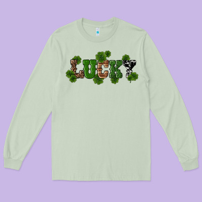 St Patricks Day Lucky Shamrock Long Sleeve Tee Designed By Ranaportraitstore
