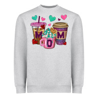 Heather Grey Western Mom Coffee Cups Heavyweight Sweatshirt - BundleAndBundleShop
