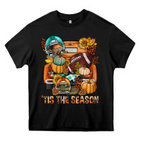 Black Tis The Season Fall Football Truck Heavy Core Tee - BundleAndBundleShop