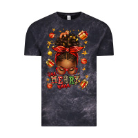 Cloud Black one merry nana christmas afro messy bun Vintage Tee - texasbilliewilder
