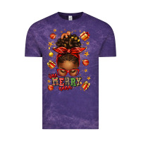 Cloud Purple one merry nana christmas afro messy bun Vintage Tee - texasbilliewilder