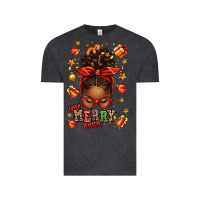 Vintage Black one merry nana christmas afro messy bun Vintage Tee - texasbilliewilder