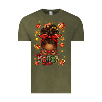 Vintage Olive one merry nana christmas afro messy bun Vintage Tee - texasbilliewilder