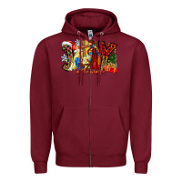 Burgundy Joy To The World Zipper Hoodie - CowhideDigitalArt