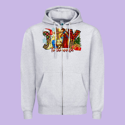 Joy To The World Zipper Hoodie Designed By Cowhidedigitalart