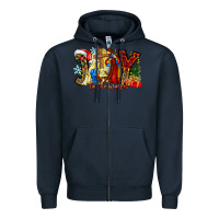 Navy Joy To The World Zipper Hoodie - CowhideDigitalArt