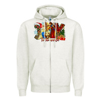 Oatmeal Heather Joy To The World Zipper Hoodie - CowhideDigitalArt
