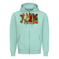 Seafoam Joy To The World Zipper Hoodie - CowhideDigitalArt