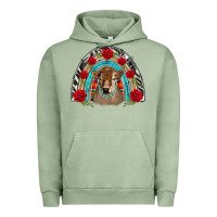 Pigment Oil Green brown baby cow floral rose rainbow Urban Hoodie - BarkalooDesign