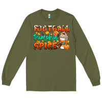 Army Green football pumpkin spice Long Sleeve Tee - CowGirlArtShop