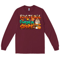 Burgundy football pumpkin spice Long Sleeve Tee - CowGirlArtShop