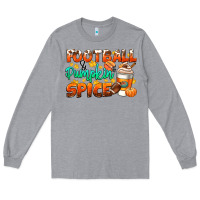 Heather Grey football pumpkin spice Long Sleeve Tee - CowGirlArtShop