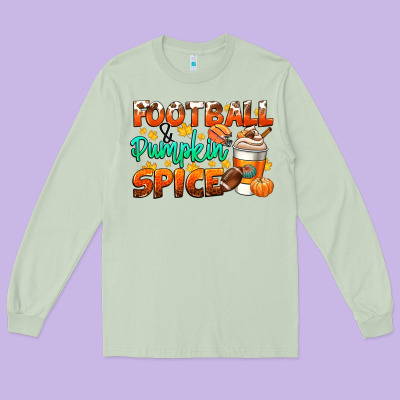 Football Pumpkin Spice Long Sleeve Tee Designed By Cowgirlartshop