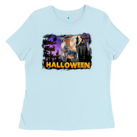 Baby Blue Halloween Wolf Ladies Tee - LillyAllenDesigns