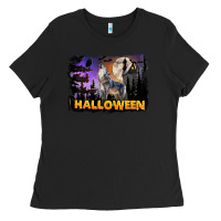 Black Halloween Wolf Ladies Tee - LillyAllenDesigns