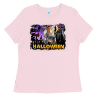 Bubblegum Pink Halloween Wolf Ladies Tee - LillyAllenDesigns