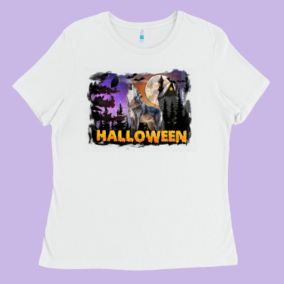 Halloween Wolf Ladies Tee Designed By Lillyallendesigns