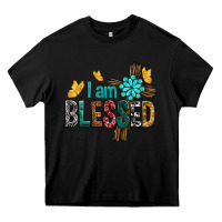 Black I Am Blessed Cross Heavy Core Tee - BundleAndBundleShop