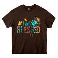Chocolate Brown I Am Blessed Cross Heavy Core Tee - BundleAndBundleShop