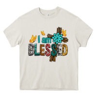 Cream I Am Blessed Cross Heavy Core Tee - BundleAndBundleShop