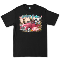 Black Happy Easter truck with Easter farm animals Premium Tee - LillyAllenDesigns