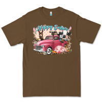 Cacao Happy Easter truck with Easter farm animals Premium Tee - LillyAllenDesigns