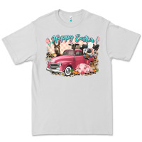 Dove Grey Happy Easter truck with Easter farm animals Premium Tee - LillyAllenDesigns