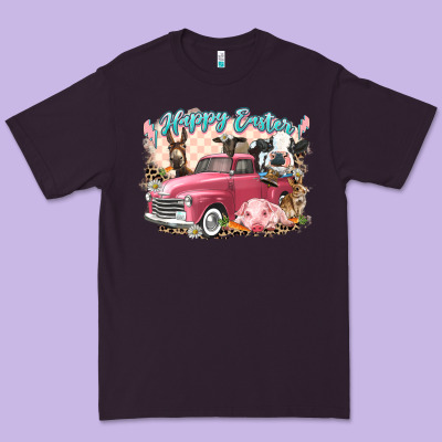 Happy Easter Truck With Easter Farm Animals Premium Tee Designed By Lillyallendesigns