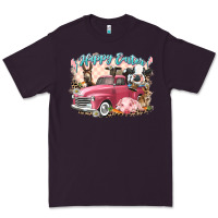 Plum Happy Easter truck with Easter farm animals Premium Tee - LillyAllenDesigns