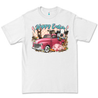 White Happy Easter truck with Easter farm animals Premium Tee - LillyAllenDesigns