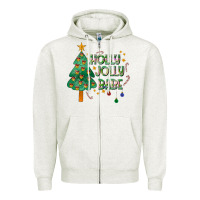 Oatmeal Heather Jolly Jolly Babe Zipper Hoodie - CowhideDigitalArt