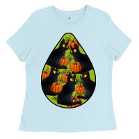 Baby Blue Black Cat Halloween Teardrop Ladies Tee - LillyAllenDesigns