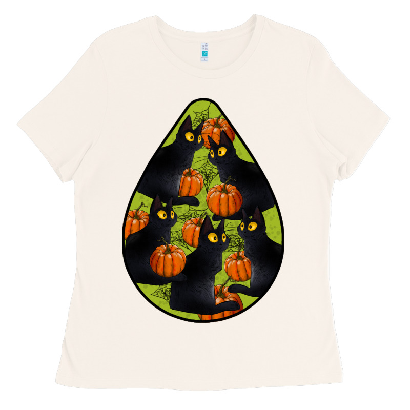 Black Cat Halloween Teardrop Ladies Tee by LillyAllenDesigns | Teevron
