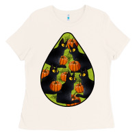 Bone Black Cat Halloween Teardrop Ladies Tee - LillyAllenDesigns