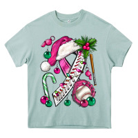 Arona Pink Christmas Breast Cancer Ribbon Baseball Heavy Core Tee - BundleAndBundleShop
